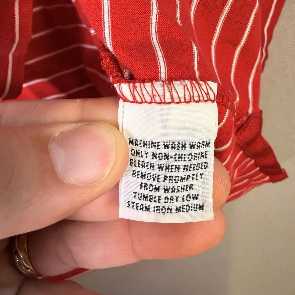 VINTAGE Polo Golf Ralph Lauren Shirt Men Large Red/White Stripe Pima Cotton